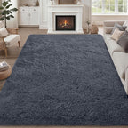 8x10 Area Rugs for Living Room Bedroom: Ultra Soft Fluffy Shag Rug Upgrade Non-Slip Non-Shedding Large Fuzzy Plush Carpet Indoor Floor Carpets for Kids Room Playroom Nursery Dorms Home Decor Grey