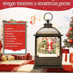Christmas Snow Globe Lantern with Santa and Reindeer 8 Music Songs & 6H Timer Water Snow Globe Lantern USB & Battery Operated for Christmas Festival Decorations Gifts (Santa and Reindeer)
