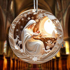Jabihome Christmas Ornaments 2025, Exchange for Women, Men, Collectible Dated Year Ornaments for Tree, Unique Acrylic Suncatcher, Printed Stained Glass Effect Decor (Moonlit Nativity)