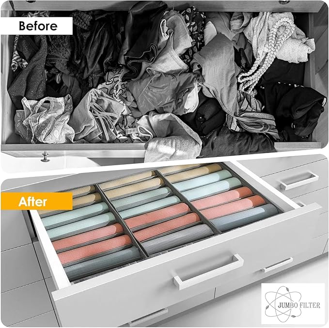 4 Pack Drawer Organizers for Clothing, 7 Grids Foldable Washable Drawer Organizer Clothes, for Folded Clothes, T-shirt, Tank Tops, Camisoles, Underwear, Leggings, Baby Clothes