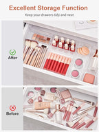 SMARTAKE 13-Piece Drawer Organizer with Non-Slip Silicone Pads, 5-Size Desk Drawer Organizer Trays Storage Tray for Makeup, Jewelries, Utensils in Bedroom Dresser, Office and Kitchen (Clear)