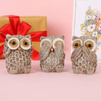 Set of 3 Owl Statues Home Décor, Cute Owl Figurines for Shelf, Living Room Bedroom Office Desktop, Bookshelf, Animal Sculptures Gifts,Small Decor Accents Items for Birds Lovers