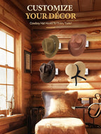 Cinati Cowboy Hat Rack for Wall, 4 Pack Cowboy Hat Holder Wall Mount, Western Rustic Metal Cowboy Hat Hanger, Hat Hooks for Cowboy Hat, Fedora, Sun Hats,Wide Brim Hat Organizer White