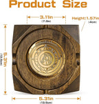 Wooden Cigar Ashtray Accessories for Cigarettes - Indoor Outdoor Patio Home Office Use - Quadrangular Wooden Brown Ash Tray Gift Set for Men Great Decor for Home Office or Bar