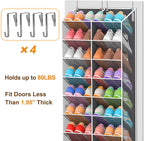 20-30 Pairs Over the Door Shoe Organizer, Breathable Mesh Pocket Hanging Shoe Storage for Closet, 10-Tier Door Shoes Rack, Handing Shoes Holder Fit All the Family's Sneakers, Boots, Heels, Dark Grey