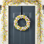 Glitzhome 18" Easter Wreath with Eggs Spring Front Door Decoration Artificial Eggs Wreath for Home Party and Holiday Celebrations