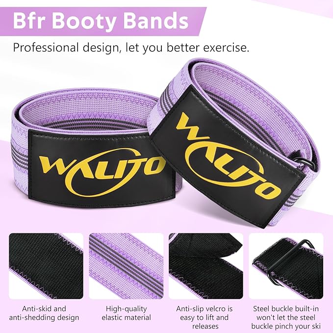 BFR Booty Bands for Women Glutes - Blood Flow Restriction Bands with Weekly Plan for Legs, Butt & Hip Building, Occlusion Bands for Workouts, Best Fabric Bands for Squat Butt & Thigh