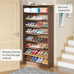 Tribesigns Tall Shoe Cabinet, 9 Tiers 40-45 Pairs Heavy Duty Wood Freestanding Shoe Storage Cabinet, 70.8'' Tall Shoe Cabinet with Open Storage for Entryway (1, Brown)