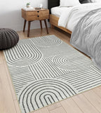 Lahome Abstract Bedroom Rug, Soft 4x6 Rug Ultra-Thin Washable Area Rugs for Living Room, Modern Black Rug Non-Slip Throw Carpet for Entryway Office Kitchen(4'x6',Black)