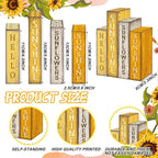 Lineshading 4 Pcs Summer Table Decoration Wooden Book Sunflower Decoration Yellow and White Summer Tiered Tray Decor Wood Book Sign Farmhouse for Home Shelf Coffee Table