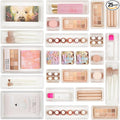 Vtopmart 25 PCS Plastic Drawer Organizers Set, 4-Size Versatile Bathroom and Vanity Drawer Organizer Trays, Storage Bins for Makeup, Bedroom, Kitchen Gadgets Utensils and Office