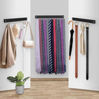 2 Pack Tie Organizer Belt Organizer Wall Mounted, Space Saving Tie Rack Belt Hanger for Closet with 24 Storage Hooks, Belt Tie Holder for Closet Organizer Storage（Black