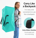 6 Pack Heavy Duty Extra Large Moving Bags W/Backpack Straps - Strong Handles & Zippers, Storage Totes For Space Saving, Fold Flat, Alternative to Box and Bin (40 gal, Aquamarine)