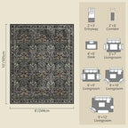 Traditional Design Vintage Floral Area Rug 8 x 10,Washable Area Rugs - Perfect for Living Room, Bedroom, Kids Room, Nursery - Stain & Water Resistant Non-Slip, Dining Room Decor