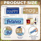 Lineshading 4 Pcs Happy Passover Table Decorations Wooden Menorah Table Centerpieces Pesach Jewish Holiday Party Passover Seder Meal Tabletop Topper Mantel Shelf Decor