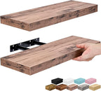 Sorbus Floating Shelves for Wall – 16 Inch Floating Shelf for Kitchen, Bedroom, Living Room, Bathroom, Home & Wall Decor - Mounted Bathroom Shelves with Invisible Brackets (Mahogany, 2 Pack)