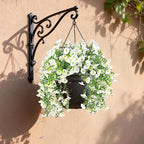 Artificial Hanging Flowers for Outdoors, 2 PCS UV Resistant Faux Silk 150 Morning Glory Each Trailing Vines, Fake Plants for Spring Outdoor Garden Planter Porch Patio Decoration, White
