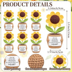 Wavwavw 6 Pcs Friends Gifts for Women, Galentines Graduation Handmade Sunflower Crochet Doll with Positive Card for Female Birthday BFF Bestie Gifts (Friends)