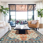 U'Artlines Boho Vintage Area Rug 6x9 Machine Washable Low Pile Soft Floor Carpet Non Slip Non Shedding Accent Rug for Living Room Bedroom Entryway Dining Room Office Orange/Multi