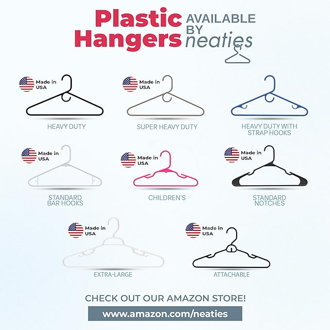 Neaties Heavy Duty Clothes Hangers 18 Pack – Made in the USA – 8lb Capacity Plastic Hangers for Adult Clothing – Durable for Pants, Coats, Jackets, or Jeans – Pink