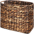 Tatuo Seagrass Magazine Baskets Magazine Holder Tall Narrow Woven Storage Wicker Basket Floor Bathroom Home Office Handwoven Holder for Books, Newspaper, File and Mail(Dark Brown)