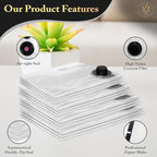 Vacuum Storage Bags – 12 Pack with Hand Pump | Space Saver Compression Bags for Clothes & Bedding | Extra Thick, Airtight Double-Zip, Triple-Valve | Reusable Storage (Jumbo/Large/Medium)