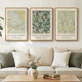 Framed William Morris Sage Green Wall Art Set of 3, Vintage Nature Green Floral Artwork Prints, Retro Botanical Wall Decor for Living Room, Bedroom, Hallway and Office, Total Size 30x60