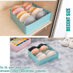 Drawer under Cabinet Clothes Organizer 5 Cell Foldable Storage Cubes Underwear Drawer Organizer Dividers Storage Boxes for Bra, Underwear（Light Green）