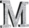 Qunclay 5.7" Silver Crystal Diamond Bling Letters Crushed Diamond Decoration Wooden Glitter Letter with Screw and Hooks Rhinestone Gift for Wedding Y2k Mcbling Bedroom Wall Decor (Letter M)