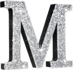 Qunclay 5.7" Silver Crystal Diamond Bling Letters Crushed Diamond Decoration Wooden Glitter Letter with Screw and Hooks Rhinestone Gift for Wedding Y2k Mcbling Bedroom Wall Decor (Letter M)