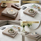 Decorative Books for Home Decor, Coffee Table Decor with Linen White Books Stack Bookshelf, Fake Book Double as Libros Decorativos and Photo Storage (2 Piece Set with Tray)