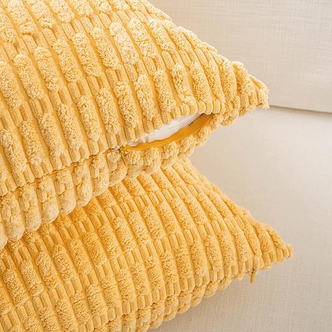 Fancy Homi 4 Packs Decorative Throw Pillow Covers for Living Room Couch Bed, Modern Farmhouse Boho Home Décor Accent Cushion Case, 20" x 20", Yellow Green Series