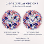 250th Anniversary Patriotic Wreaths for Front Door, 24 Inch Large 4th of July Wreath with Removable 1776-2026 Eagle Door Sign, Handcrafted Memorial Day Decorations with Light &Storage Bag
