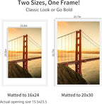 20x30 Picture Frame White Set of 3, Display Pictures 16x24 with Mat or 20 x 30 Without Mat, Poster Frames 20x30 for Wall Hanging Horizontal and Vertical
