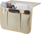 Bedside Caddy Bedside Storage Organizer Magazine Phone Tablet iPad Remote Holder, Organizer Caddy for Home College Dorm Bed, Sofa, Bunk Bed (Pale Khaki)
