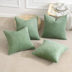 MIULEE Boho Farmhouse Throw Pillow Covers 18x18 Inch Set of 4 Mordern Nordic Cushion Covers Soft Corduroy Spring Home Decor for Couch Bed Sofa Living Room Sage Green