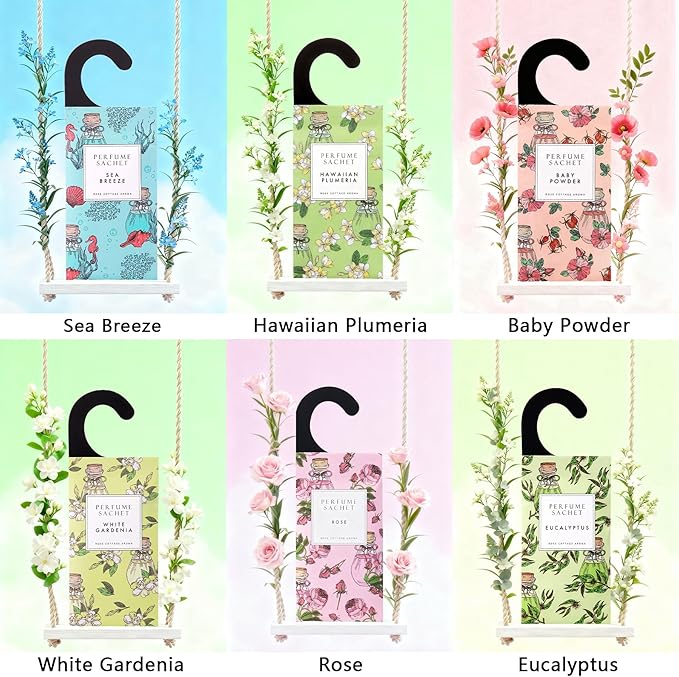 Rose Cottage Large 12 Packs Closet Deodorizer Freshener Closet Air Freshener Home Scented Sachets Room Freshener Scents Air Freshener Closet Odor Eliminator 4 Scents Floral