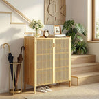 Shoe Cabinet with Doors Bamboo 5 Tiers Shoe Storage Cabinet for Entryway, 25 Pairs Wooden Shoe Cabinets, Modern Shoe Organizer Storage for Living Room, Bedroom, Hallway, Closet Nature