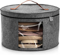 Hat Box, Travel Hat Storage Box, Foldable Space-saving Hats Boxes Organizer for Men & Women Storage, Stackable Hats Carrier Case for Round Brim, Cowboy, Panama, Tweed Caps - Grey