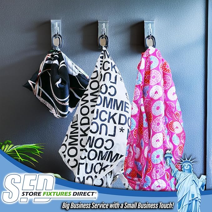 Black Scarf Clip Hangers for Retail, Economic Plastic Fine Garment Pinch Hooks, 100 Pack