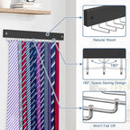 2 Pack Tie Organizer Belt Organizer Wall Mounted, Space Saving Tie Rack Belt Hanger for Closet with 24 Storage Hooks, Belt Tie Holder for Closet Organizer Storage（Black