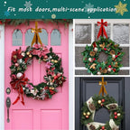 2Pack Bow Wreath Hangers for Front Door,Christmas Decoration Metal Bow Door Wreath Hanger,Over The Door Christmas Wreath Hooks