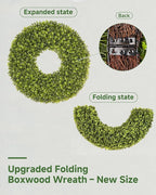 DDHS 23''Boxwood Wreaths for Front Door，Artificial Spring Wreaths for Farmhouse Wedding Green Year Round Indoor Outdoor for Fall Summer Christmas Wreath Home Decorations-Green