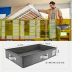 HOMELUX THEORY 2pc Under Bed Storage Containers, Bedroom Under the Bed Drawer Storage Organizer with Bins and Lids, Medium Underbed Clothes Storage Box Ideal for Blanket, Fabric, & Shoes (LightGray)