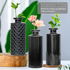Brajttt Glass Bud Vase Set in Bulk, 9pcs Mini Vintage Flower Vases for Wedding,Black Relief Vase for Centerpieces,Home Table Flower Decor, Party Decorations