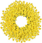 26 Inch Spring Wreaths for Front Door Large Easter Valentines Forsythia Floral Summer Spring Door Wreaths Outdoor All Season Spring Decorations for Home Porch Room Window Wall Farmhouse Decor (Yellow)