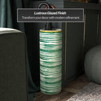 Red Lantern 24" Striped Green Umbrella Stand