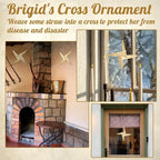 Kathfly 2 Pcs St. Brigid's Wall Cross and Card Irish Gift Saint Brigid's Cross History Card Irish Blessing Gift Ireland Hanging Wall Traditional Decor for Celtic Imbolc Home(6 in,Classic,Straw Color)