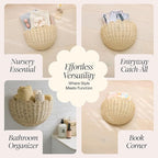 BEBE BASK Scalloped Wicker Wall Basket - The Original - Hand Woven Basket - Scalloped Décor Wall Hanging Baskets -16" x 10" x 7"In - Hanging Wall Basket (Natural)