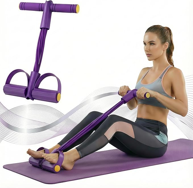 Pedal Resistance Band with Handle, 6-Tube Foot Pedal & Ankle Puller Exercise Band for Full Body Workout, Multifunction Home Gym Equipment for Arms, Legs, Abdomen, Waist Training